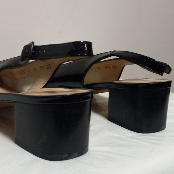 Salvatore Ferragamo Boutique Leather Slingback Block Heel Shoes Black Sz 8.5 3A - Picture 14 of 14